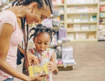 mother and daughter in a store